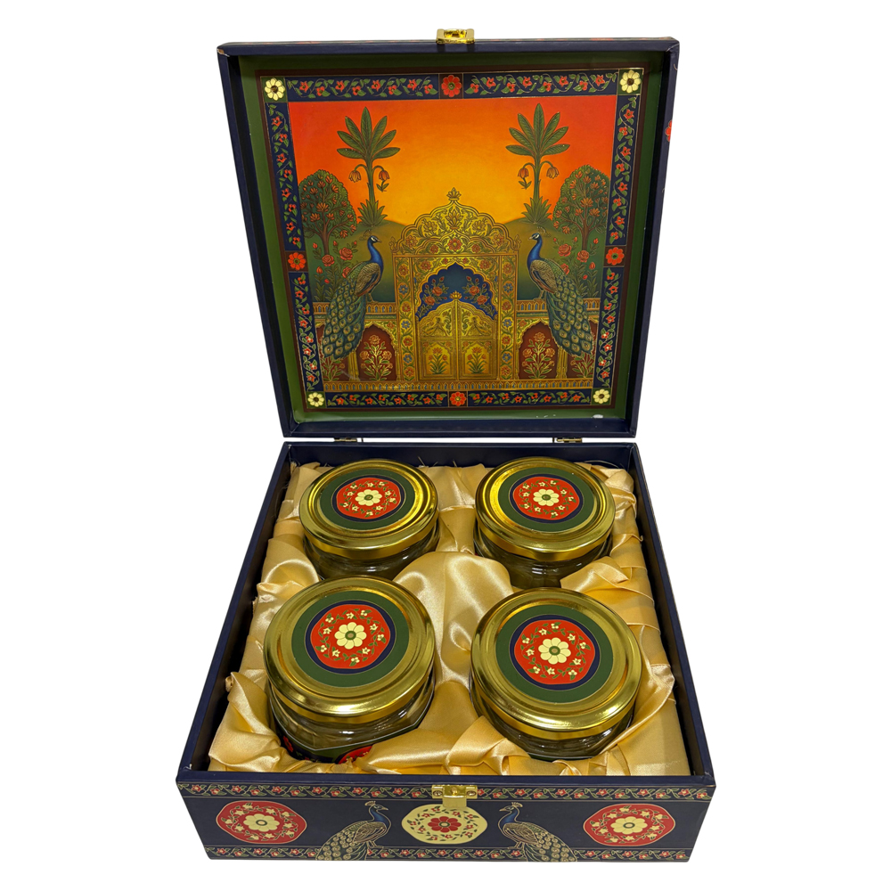 4 Jar Decorative Gift Box | Premium Dry Fruit & Festive Gift Box - Image 2
