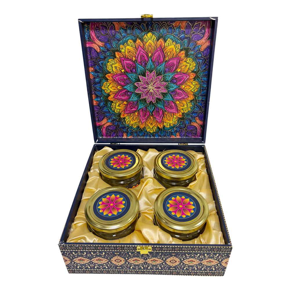 4 Jar Decorative Gift Box | Premium Dry Fruit & Festive Gift Box - Image 2