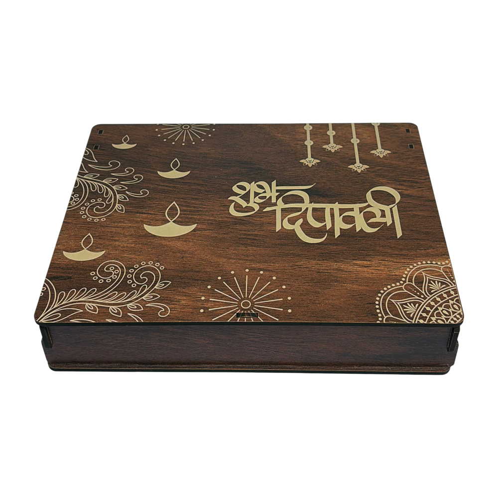 Wooden Carving Gift Box – Elegant Diwali Gift Hamper Box - Image 3