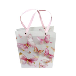 PVC Butterfly Print Hamper Bags – Pink Floral Butterfly Gift Bags